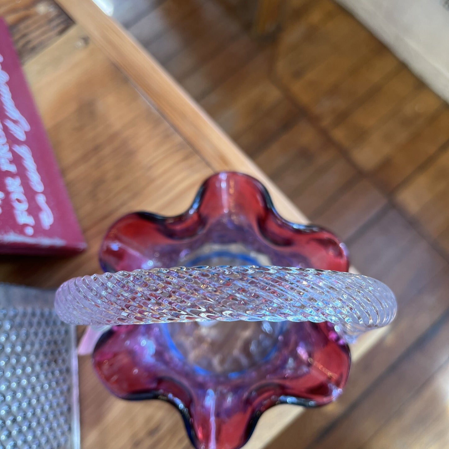 Fenton Mulberry Basket Cranberry To Purple To Blue 8 In High