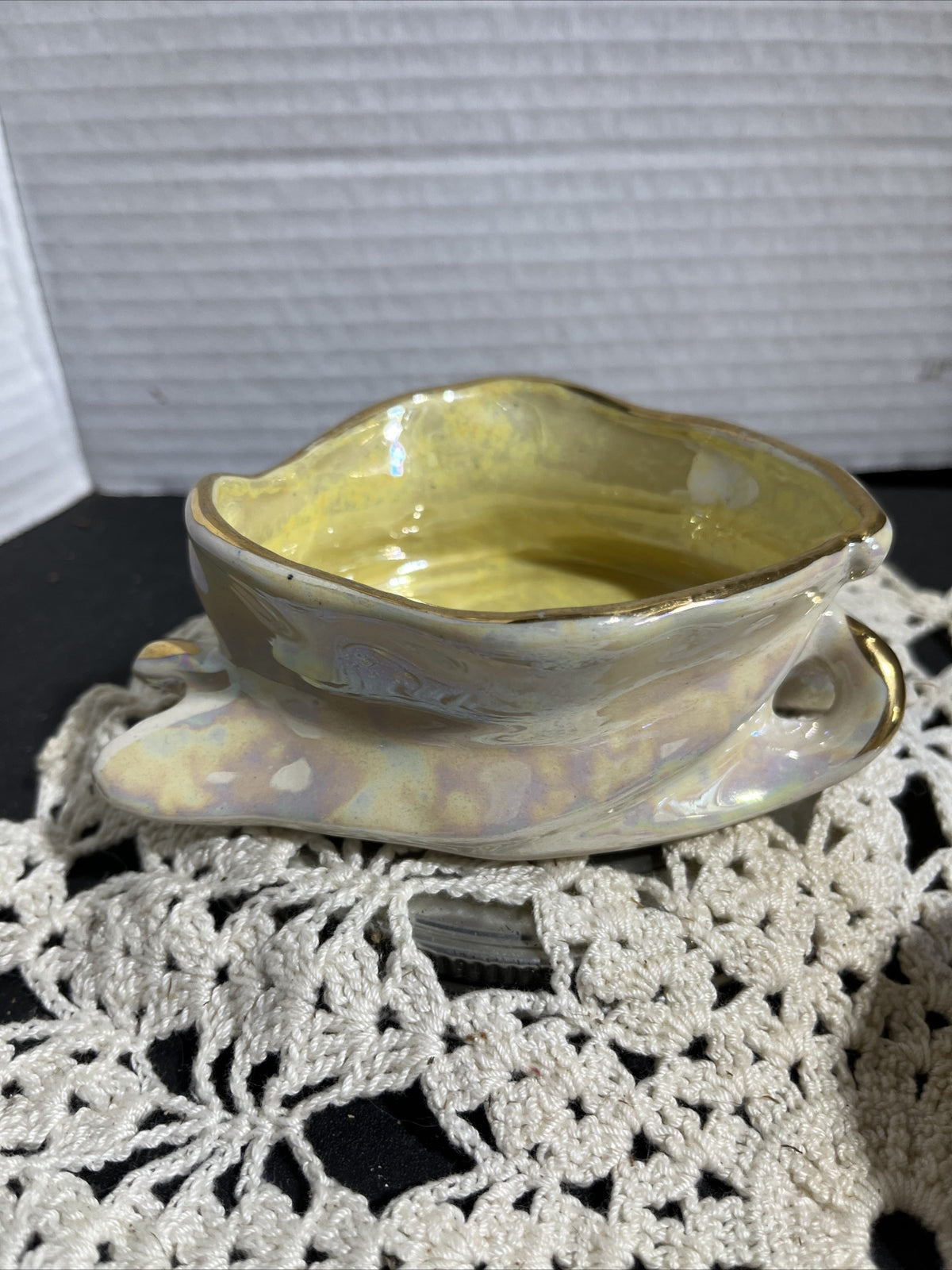 Vintage Pearl China Co Iridescent Lusterware Gold Creamer and Sugar Set