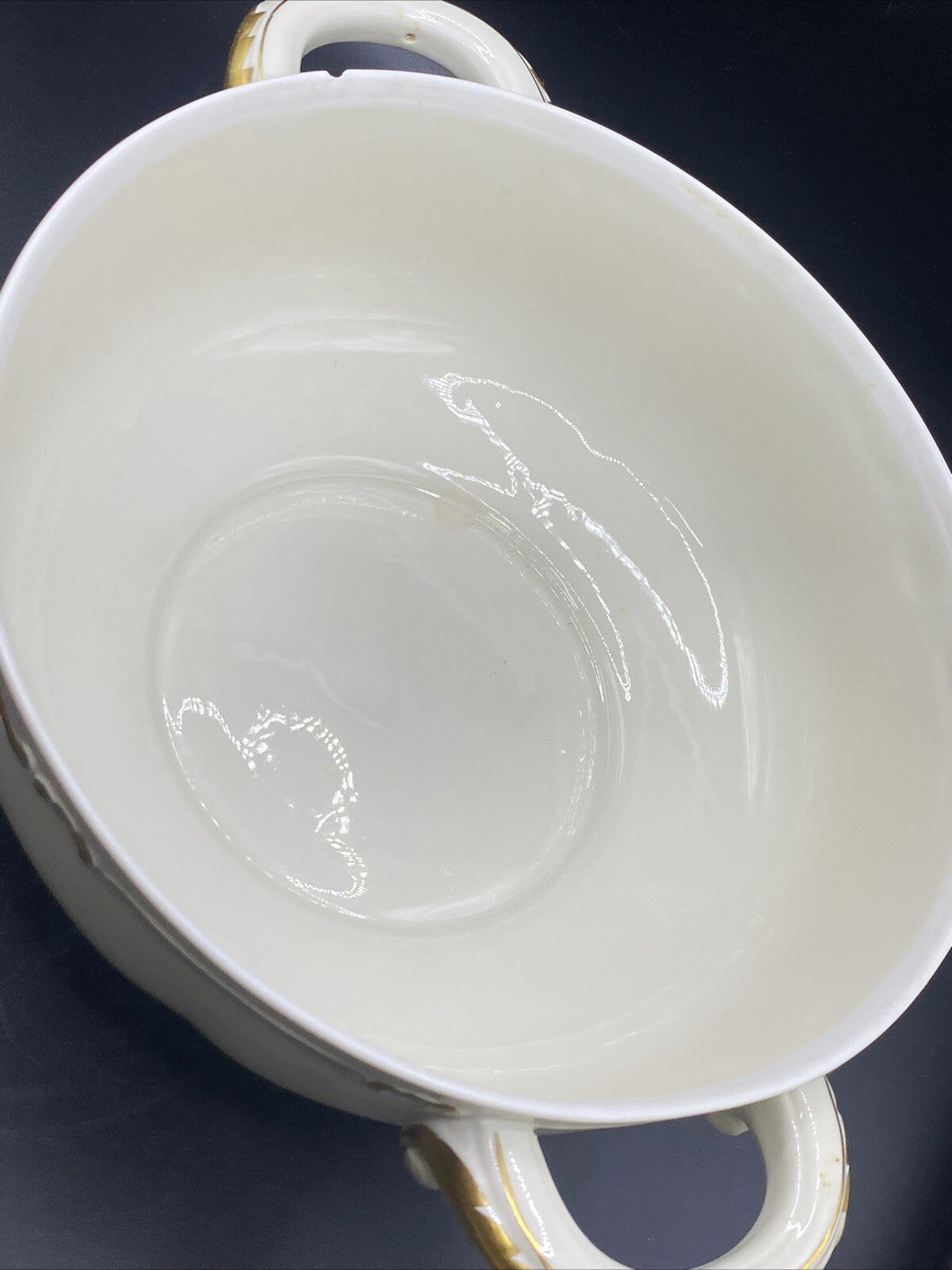 RARE Waldershof Bavaria SMALL Soup Tureen with LID Cream with Gold Rim