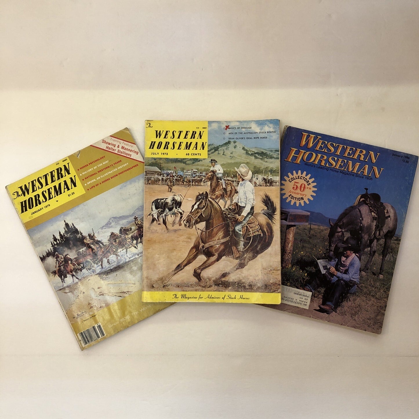 Lot of 3 The Western Horseman Magazine July 1972 Jan 1979 and Jan 1986