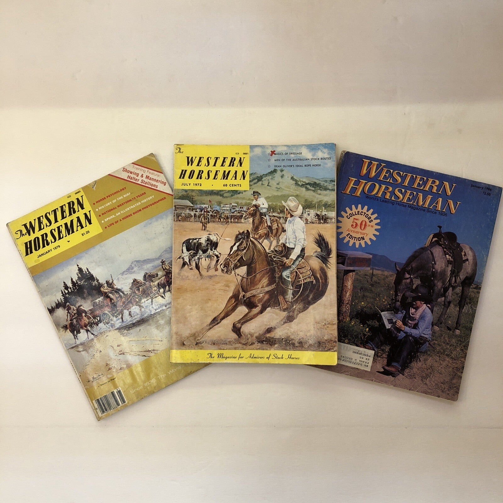 Lot of 3 The Western Horseman Magazine July 1972 Jan 1979 and Jan 1986