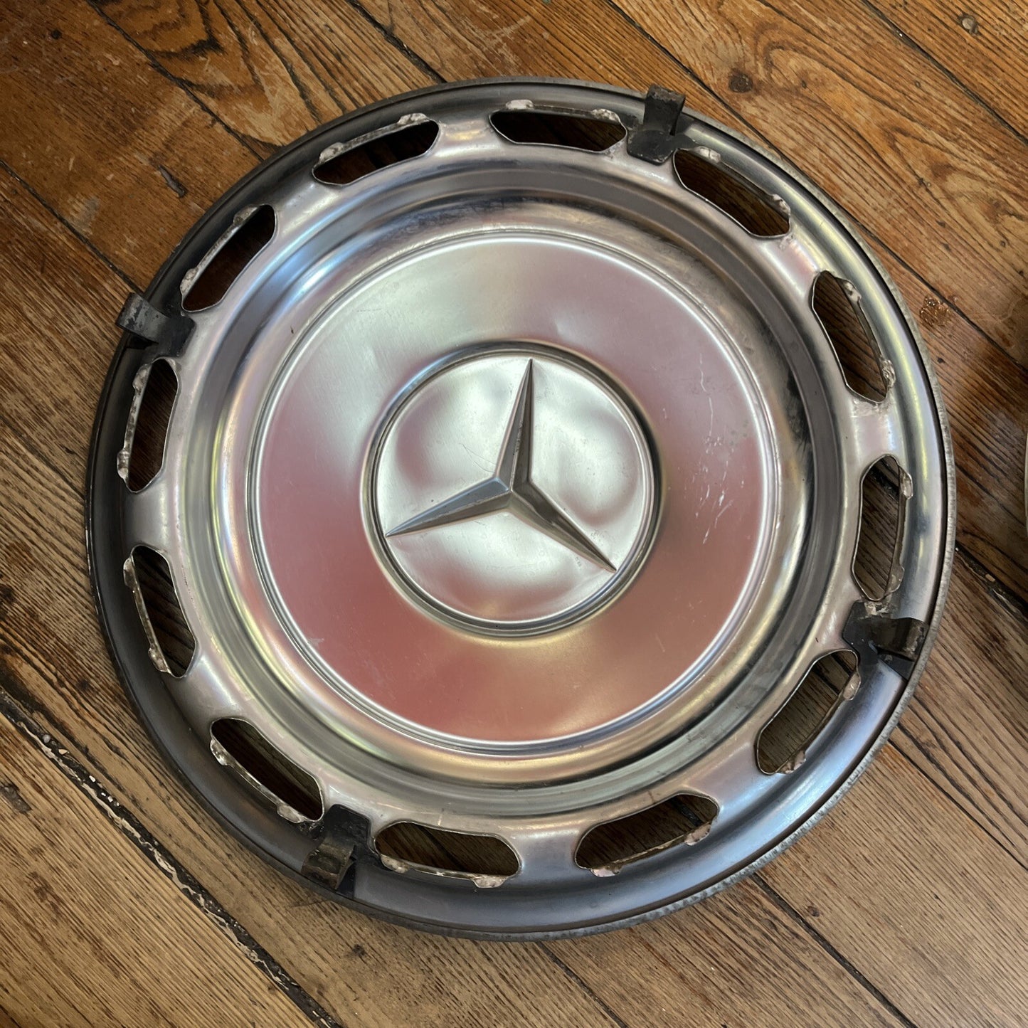 2 Mercedes Benz W108 to W123 Original Vintage Wheel 15" Hub Cap White OEM
