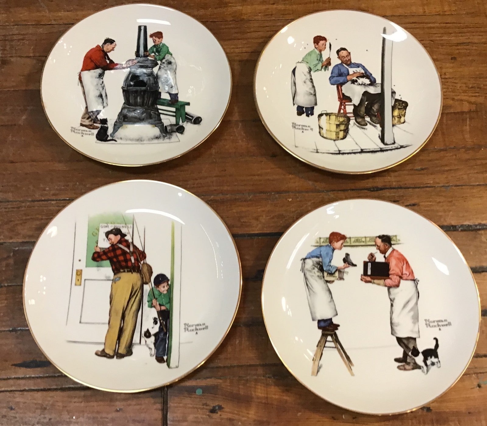 1979 Gorham Norman Rockwell Four Seasons Collector Plates Limited Edition Boxed