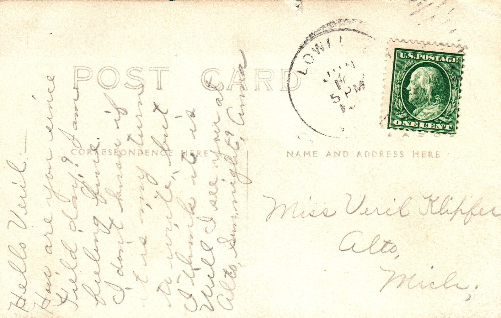 Real Photo of McKewen Lake Man on Boat in Alto Michigan Postcard