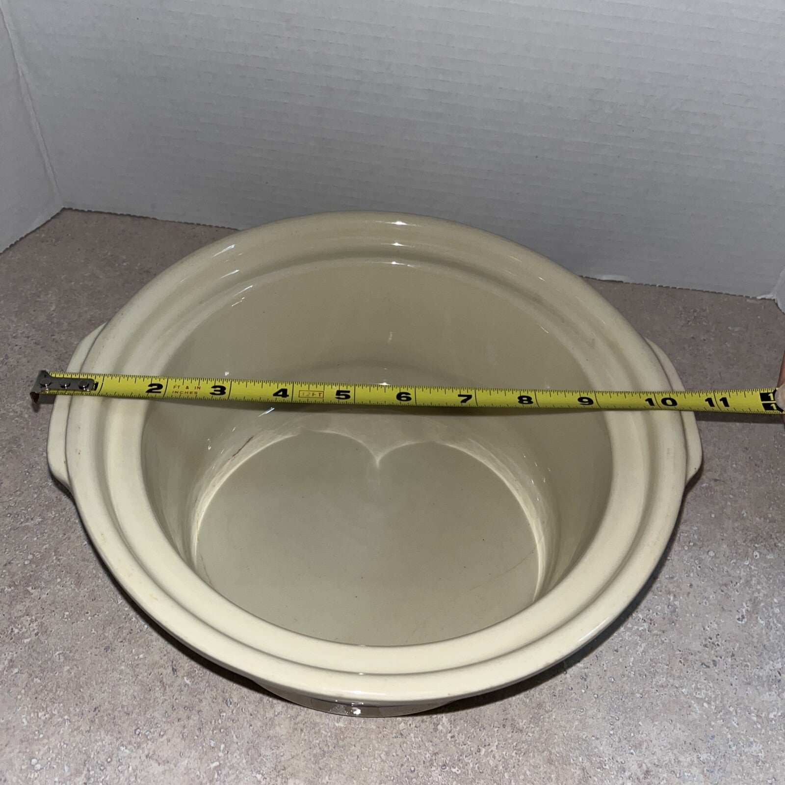 Bowl by Roseville Ohio Friendship Pottery BLUE PATTERN on STONE BACKGROUND 10.5”