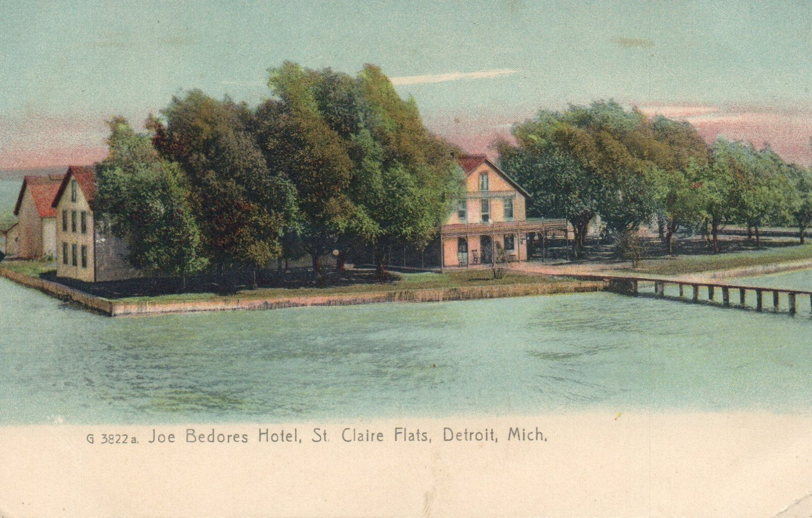 Joe Bedores Hotel Ste. Claire Flats Michigan Mich MI Postcard