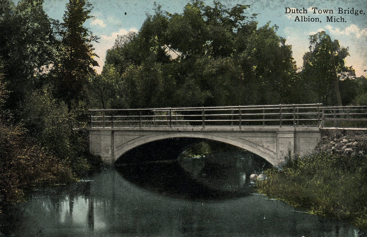 Dutch Town Bridge Albion MI Mich Michigan Postcard