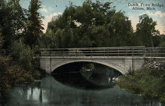 Dutch Town Bridge Albion MI Mich Michigan Postcard