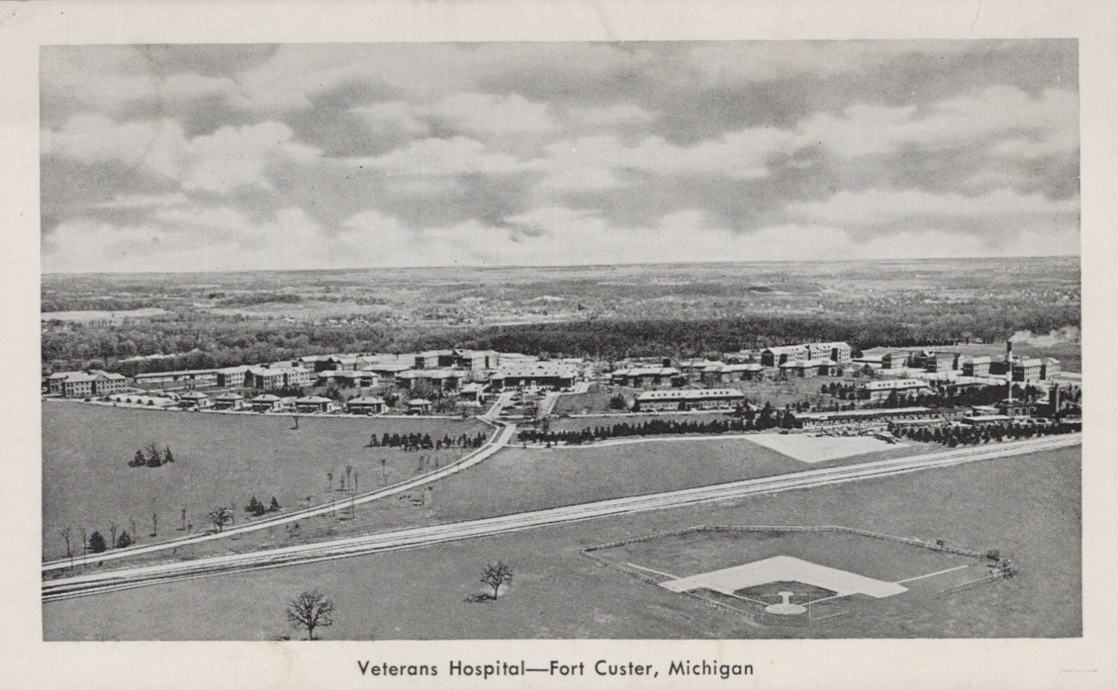 Aerial View Veterans Hospital Fort Custer Michigan MI Mich Postcard