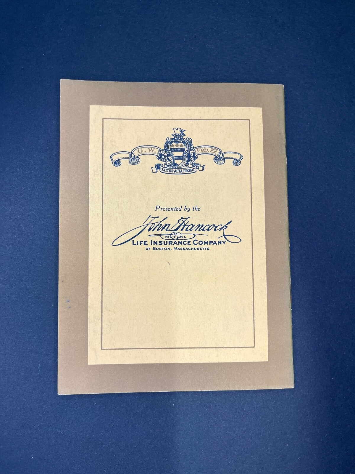 Vintage "George Washington" John Hancock Life Insurance Ad Book