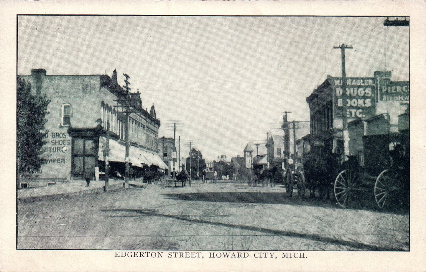 Edgerton Street in Howard City MI Michigan Mich Postcard