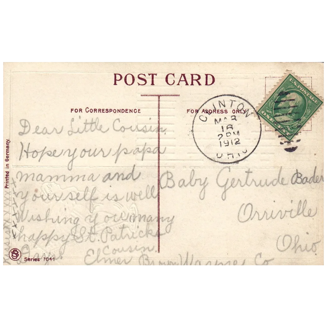 America & Ireland Forever St. Patrick's Day Greetings Sampson Brothers Postcard