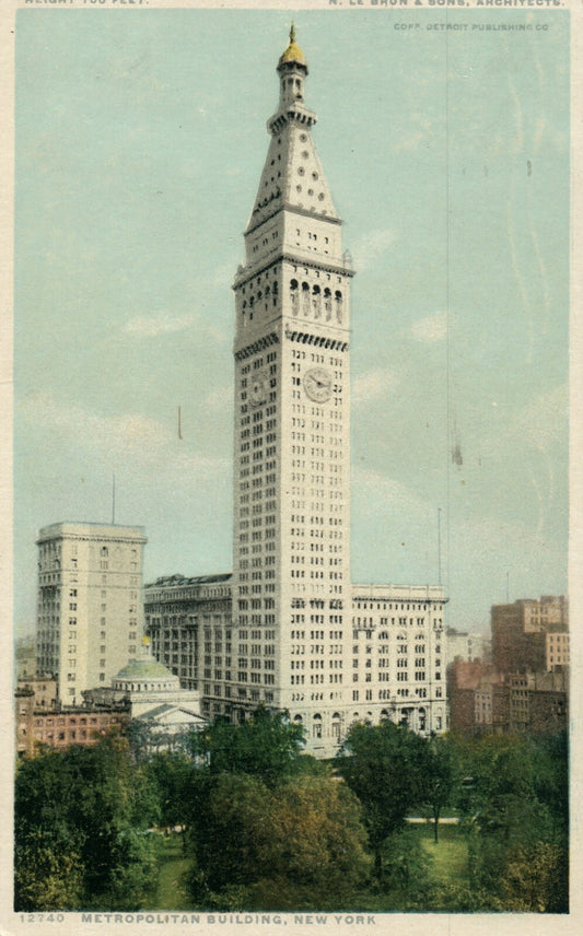 Metropolitan Building 700 Feet New York City NYC NY Postcard