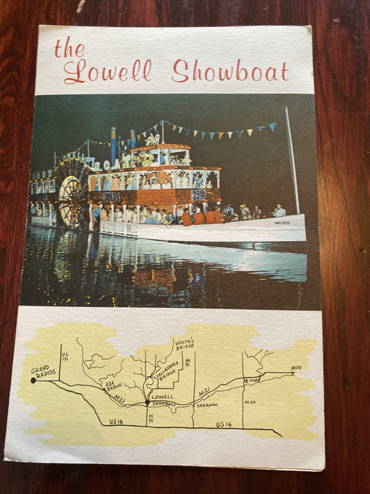 1961 Showboat Robert E Lee on Flat River Lowell MI Michigan Covered Bridges Ad