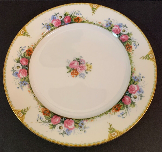 Vivienne Made in Japan Vintage Floral and Gold Pattern 10' Dinner Plate