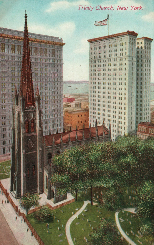 Trinity Church Wall Street New York City NYC NY Postcard