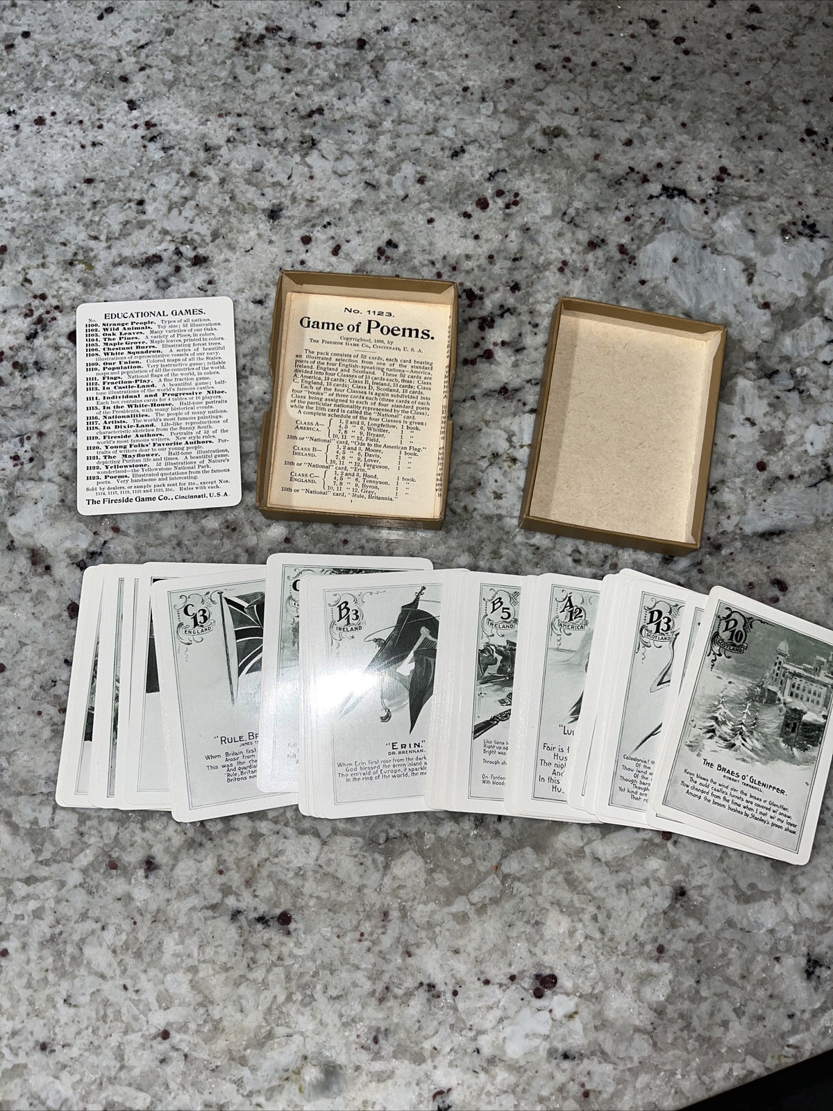 1898 Game of Poems Illustrated, No. 1123, Fireside Game Co., Cinncinati Card Co.