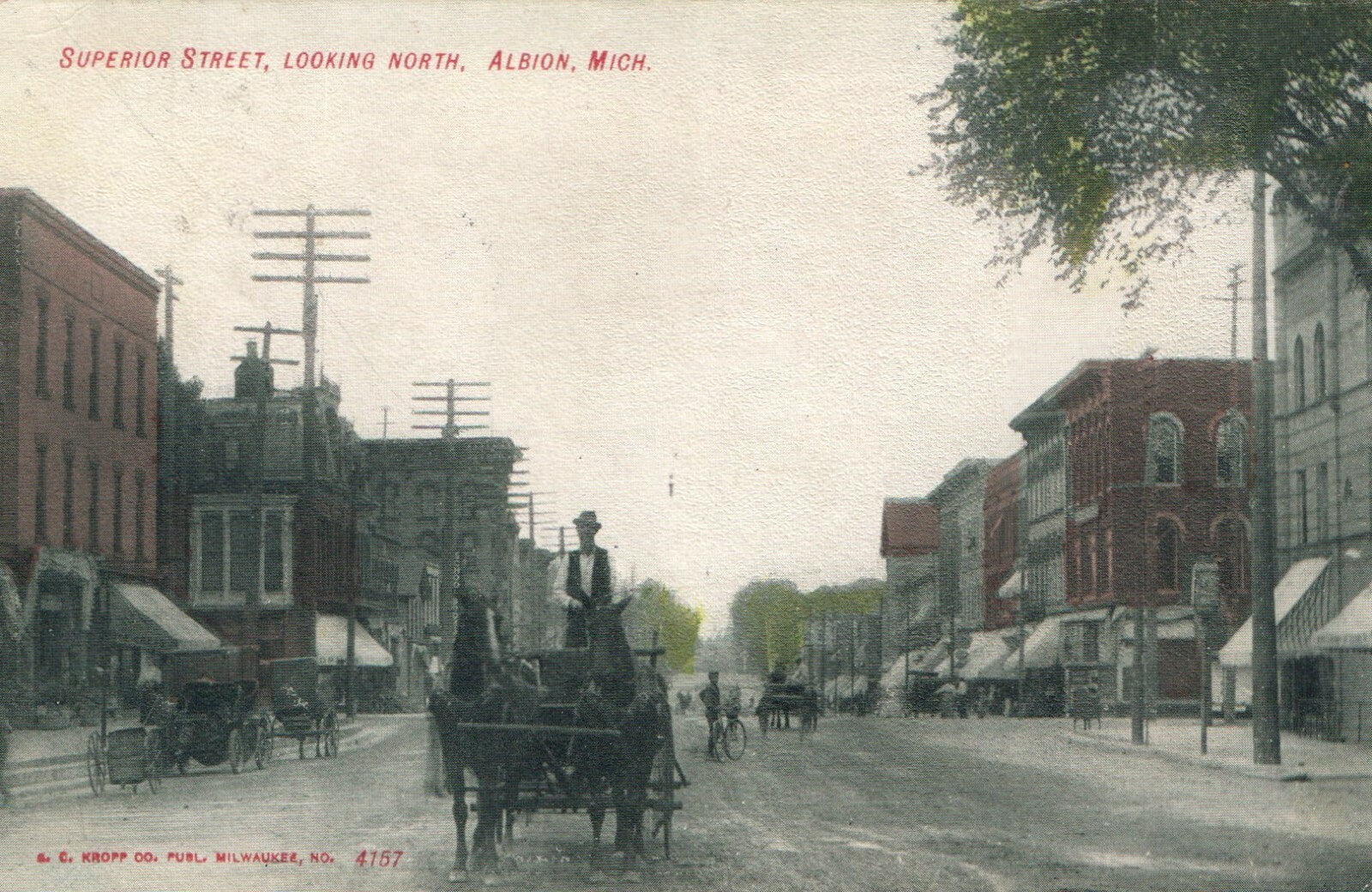 No 4157 Superior Street Looking North Albion Michigan  MI Postcard