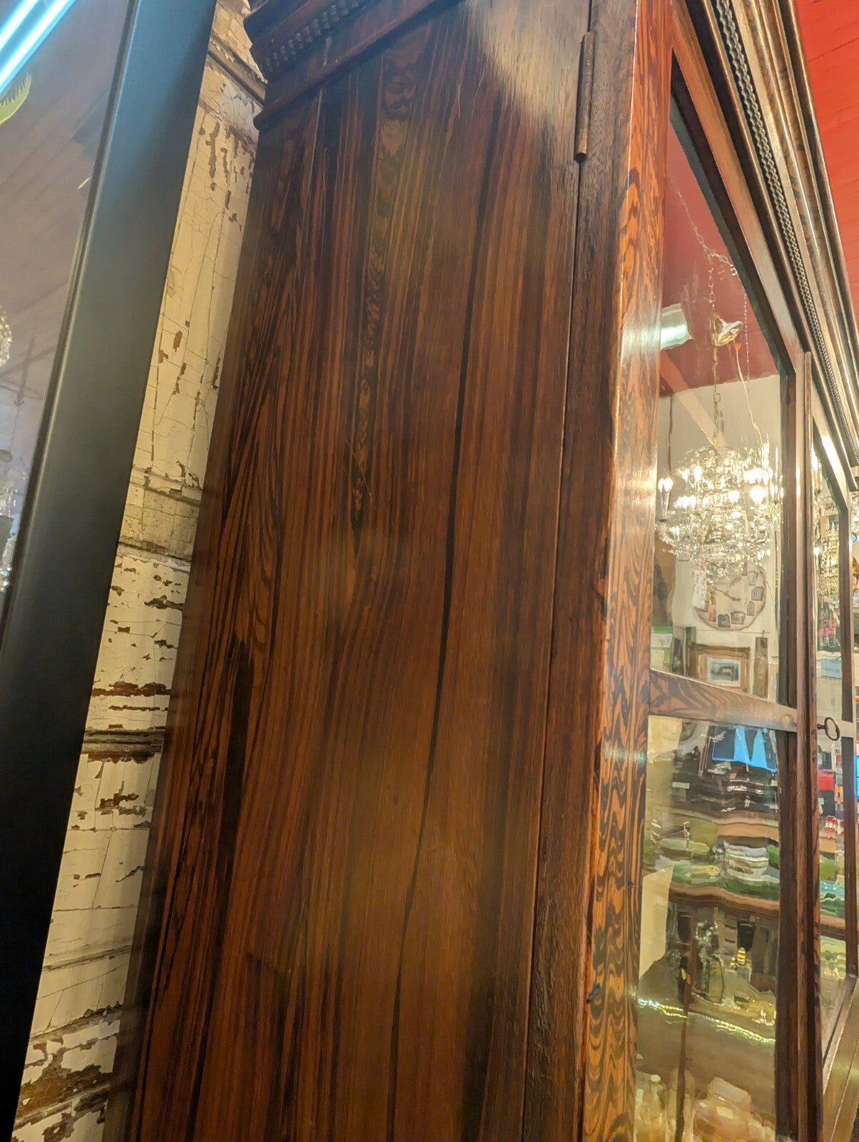 Victorian Antique Rosewood Grained Walnut Secretary Desk & Bookcase