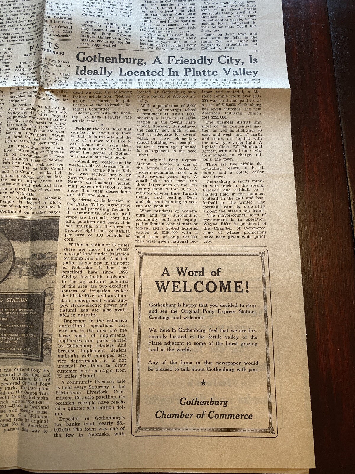 1960 Souvenir Edition Pony Express Times Gothenburg Nebraska NE Advertising