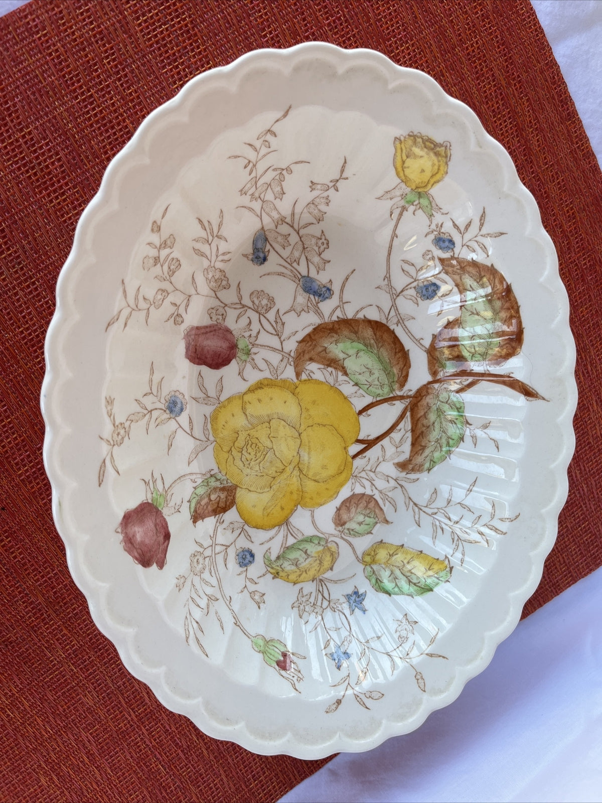 Vernonware Vernon Rose Yellow Oval Serving Bowls (2)