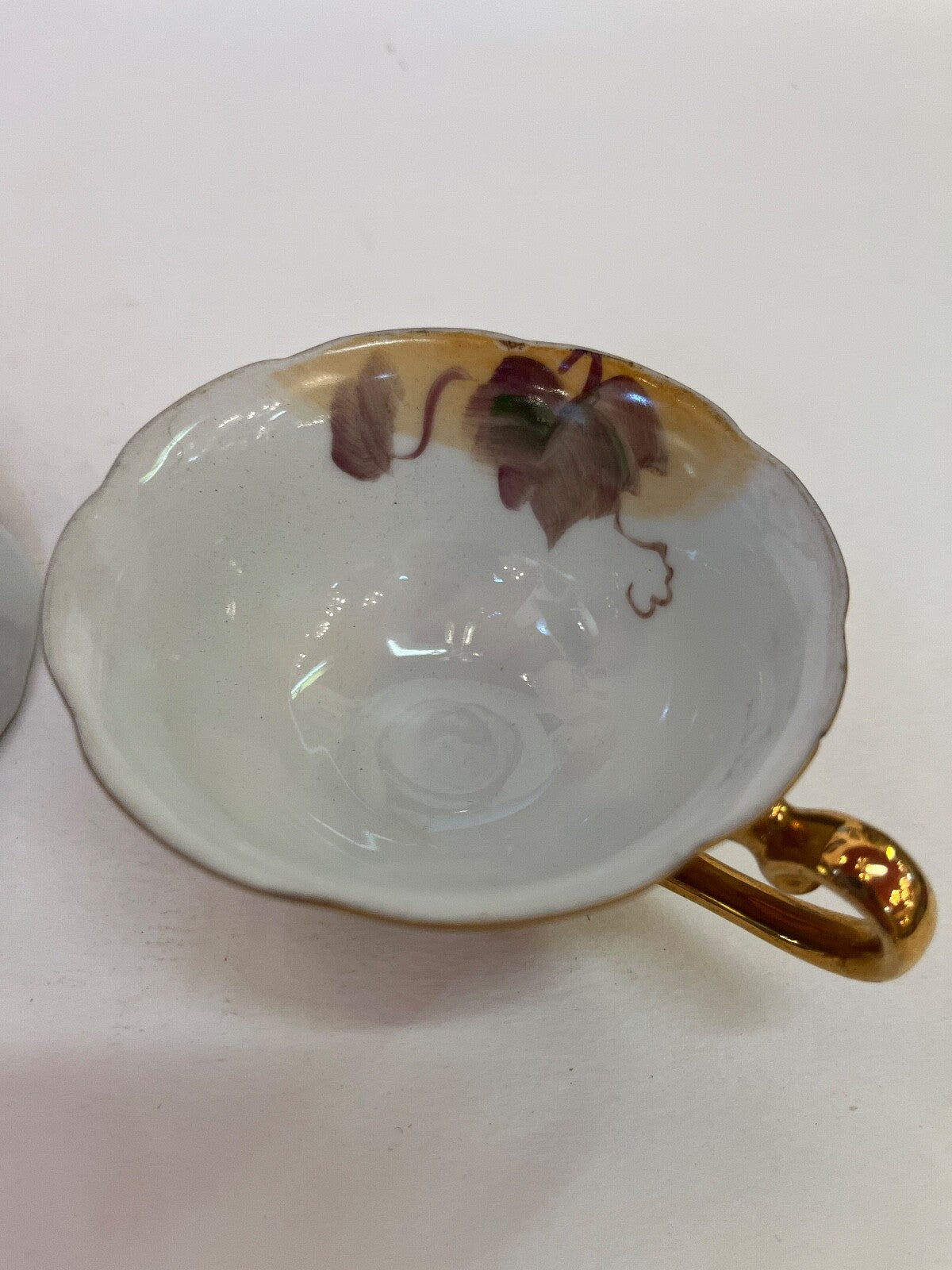 Vintage Lefton China Hand Painted Gold Accent Teacup and Saucer Fruit Pattern  