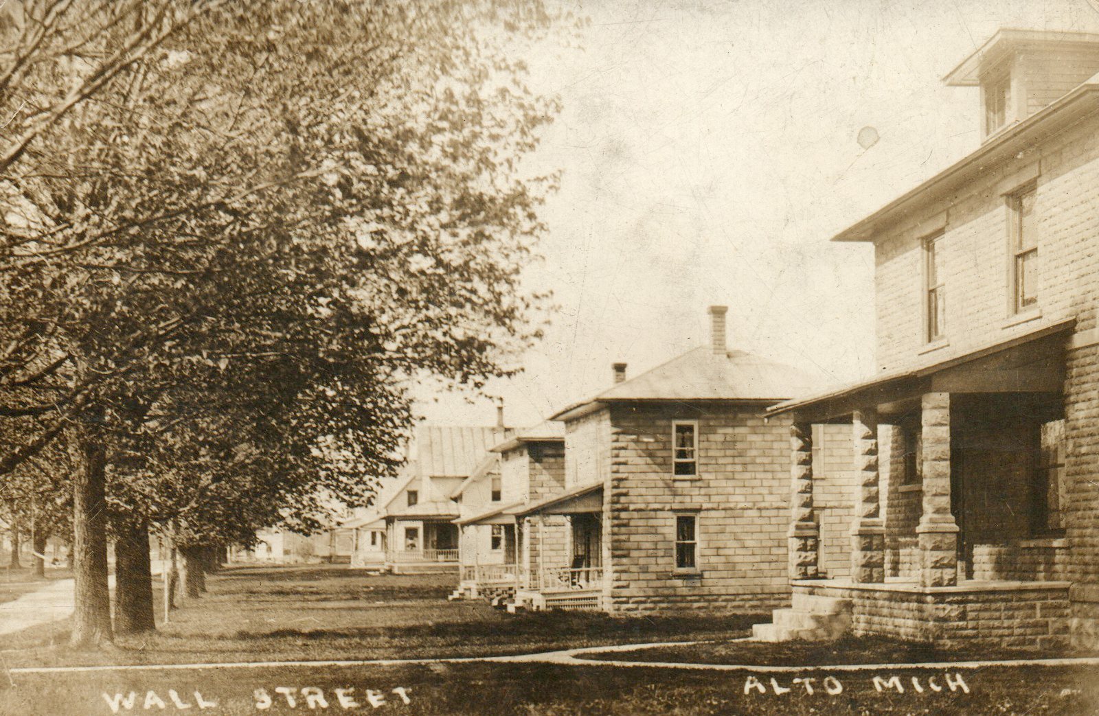 Wall Street Alto Michigan Mich MI Real Photo Postcard 
