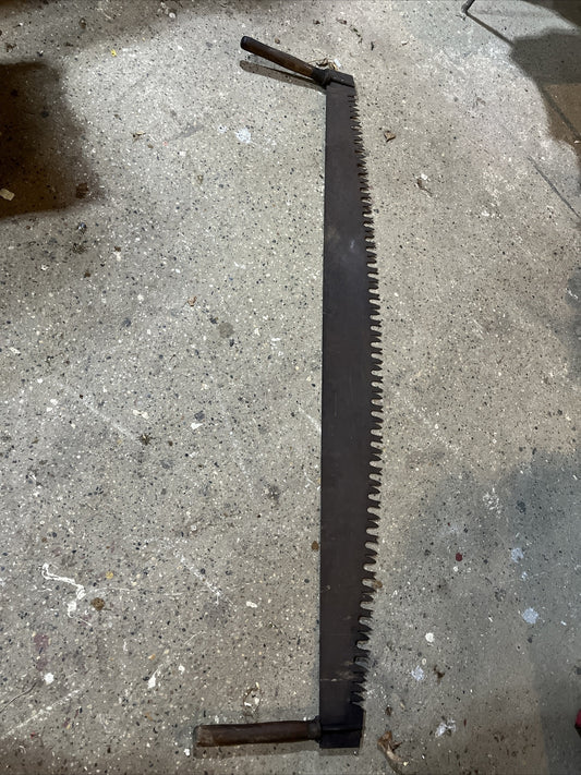 Antique Crosscut 2 Man Logging Saw 66" - Wide blade, Primitive Tool