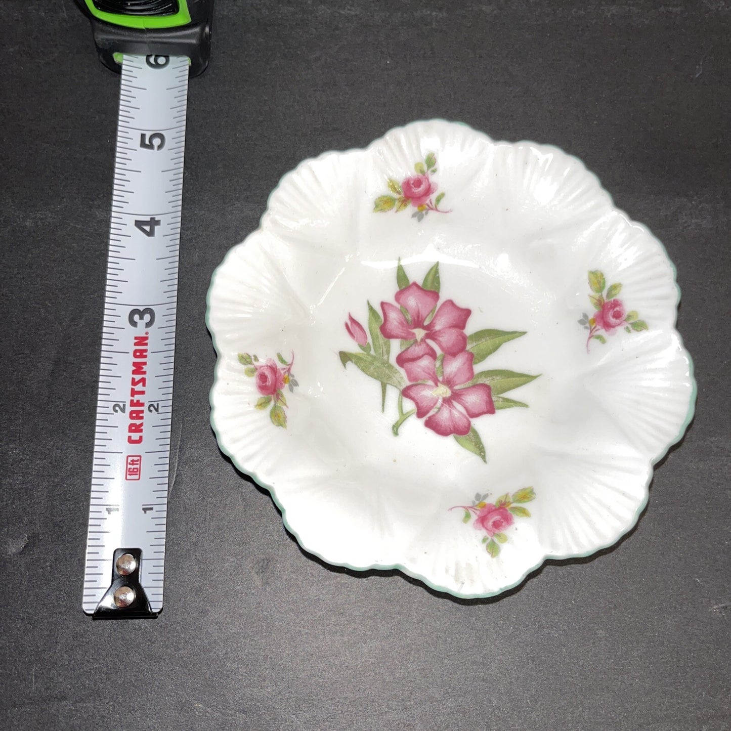 Shelley England Pink Floral Bone China Trinket Dish  or Pin Tray