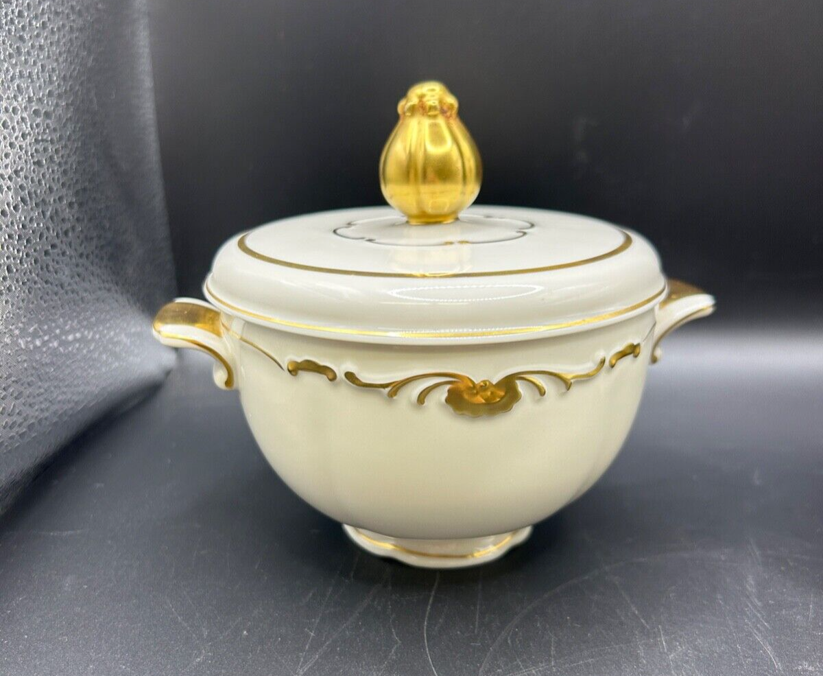 RARE Waldershof Bavaria Germany Sugar and Creamer with Gold Rim
