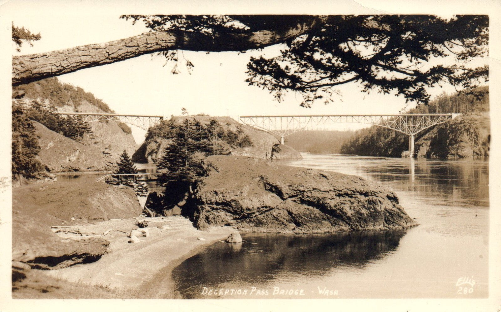 Deception Pass Bridge Washington Wash WA Real Photo EKC 1939-1950