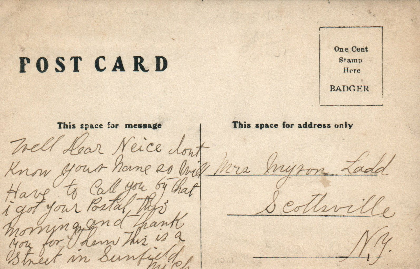 Real Photo Children on Second Street Sunfield Vintage Michigan MI Postcard 