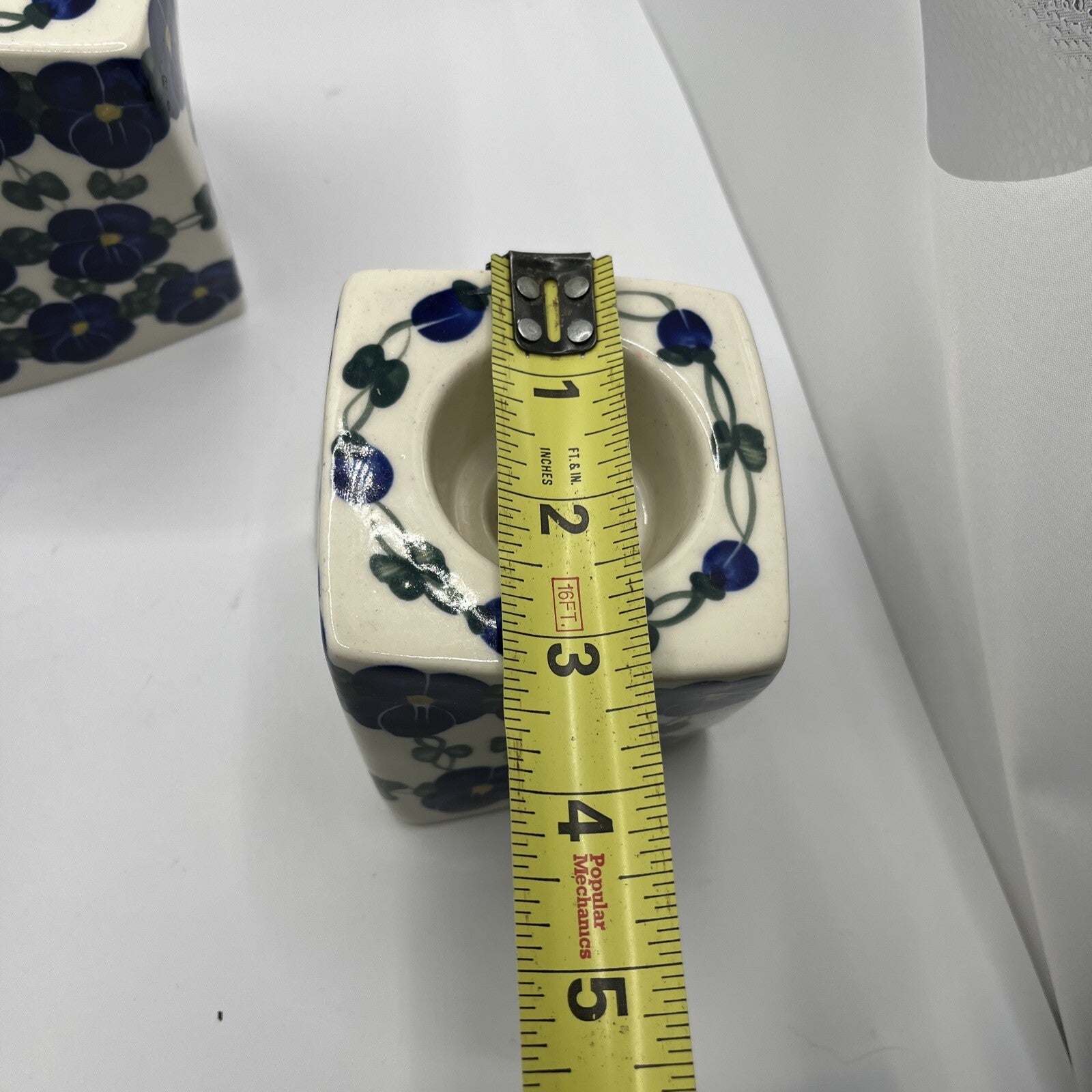 Polish Pottery Candle Holders Wild Blueberry Artistic Ceramics Set Of 3