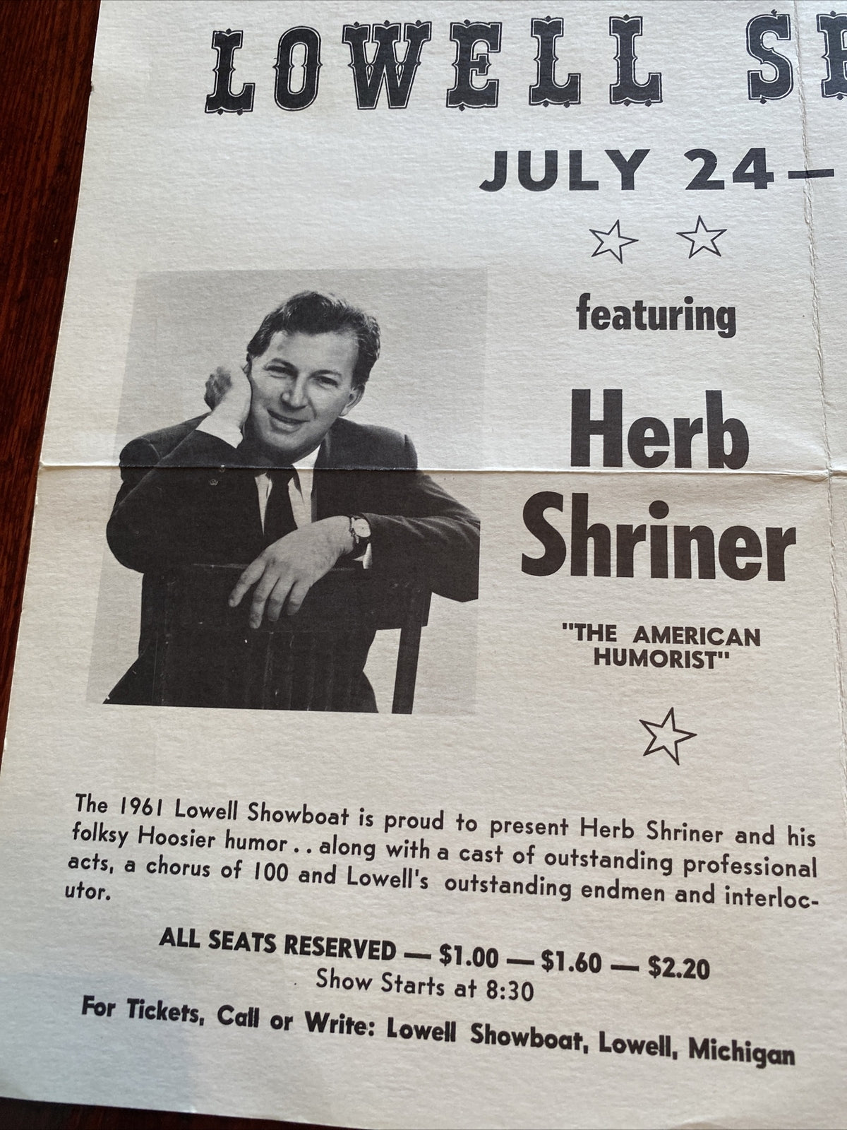 1961 Showboat Robert E Lee on Flat River Lowell MI Michigan Covered Bridges Ad