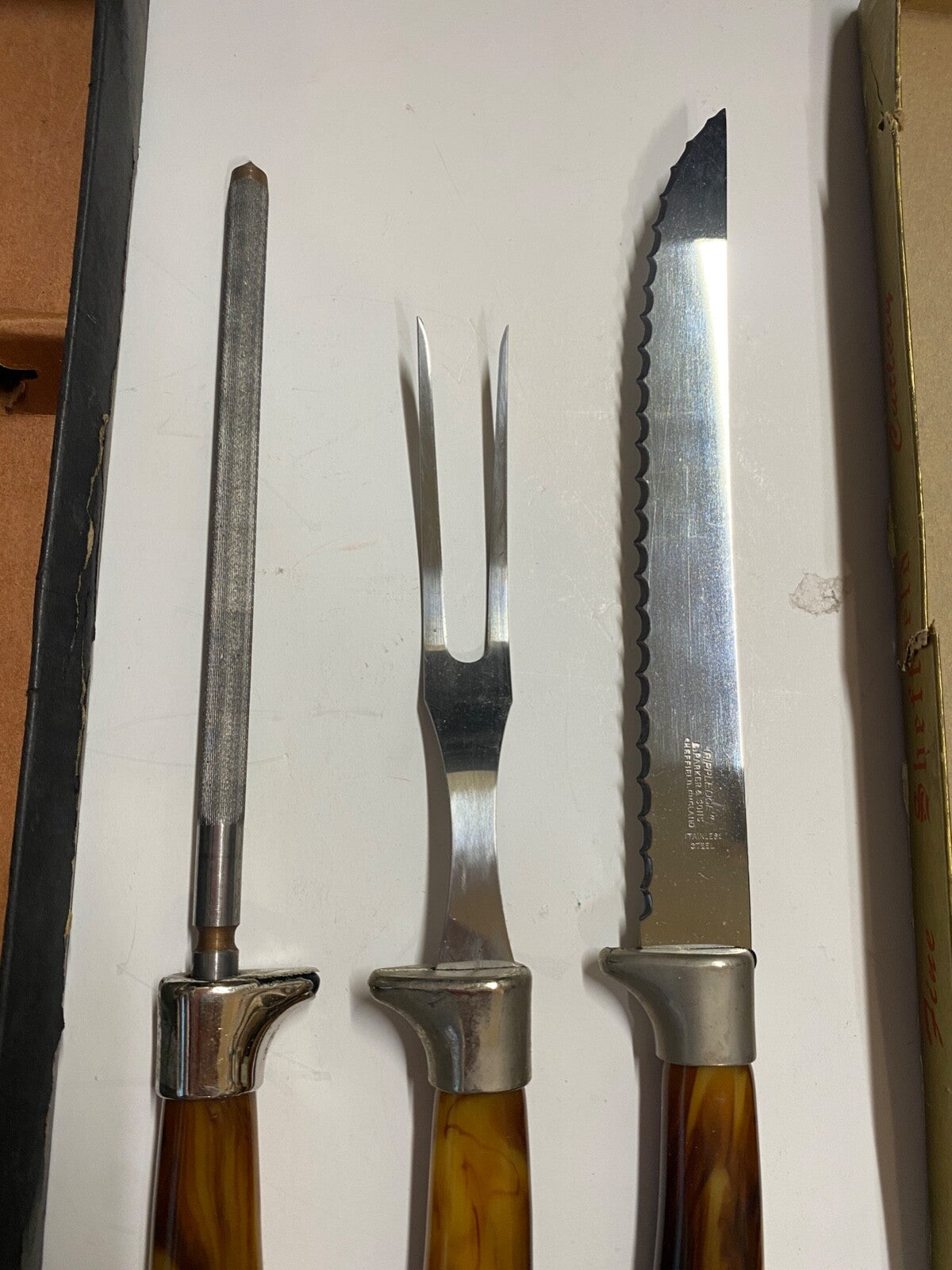 Vintage Sheffield Stainless Steel Blade 3 Piece Carving Set
