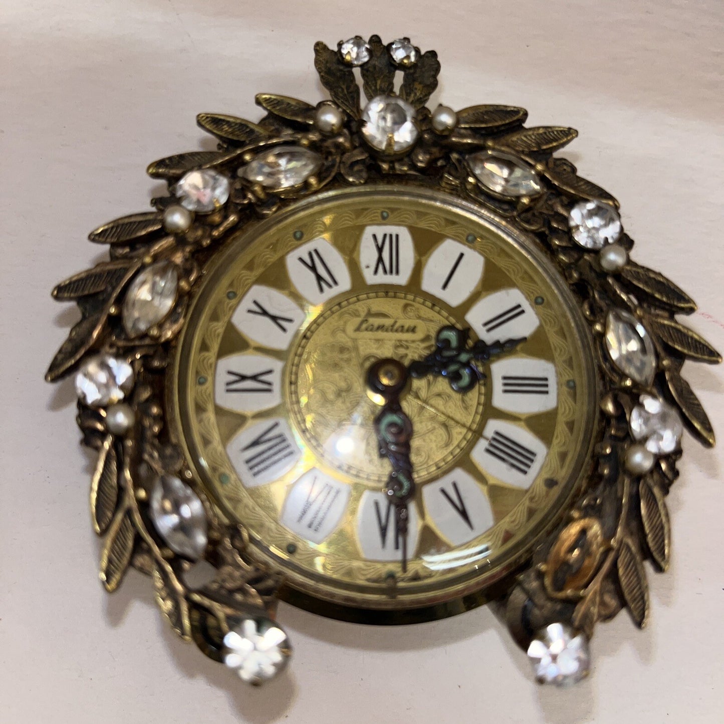 Linden Brass Wind Up Alarm Clock Marked West Germany 3.5” Rare Vintage