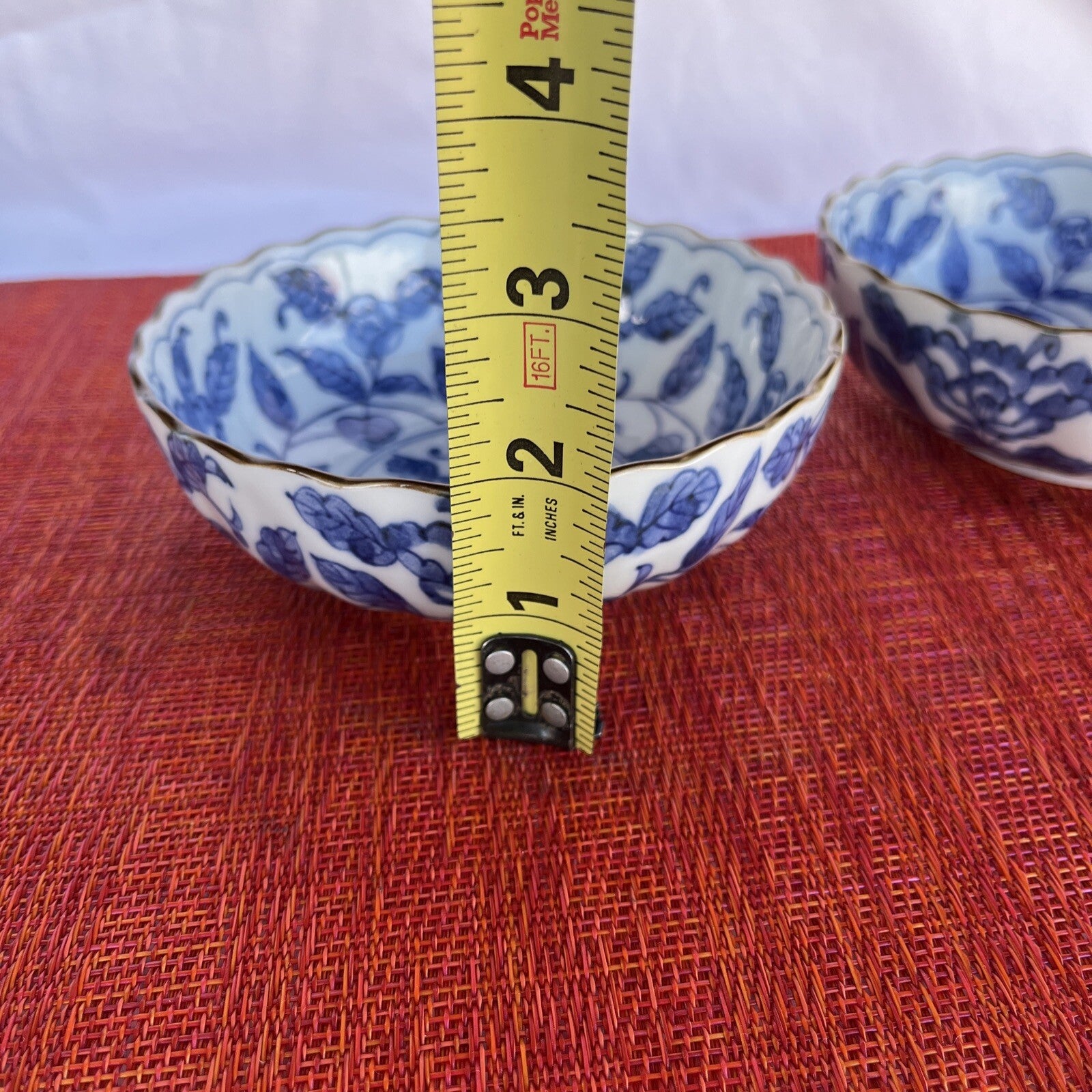 2 Takahashi San Francisco Japan Blue White Flower Sauce Bowl Trinket Dish