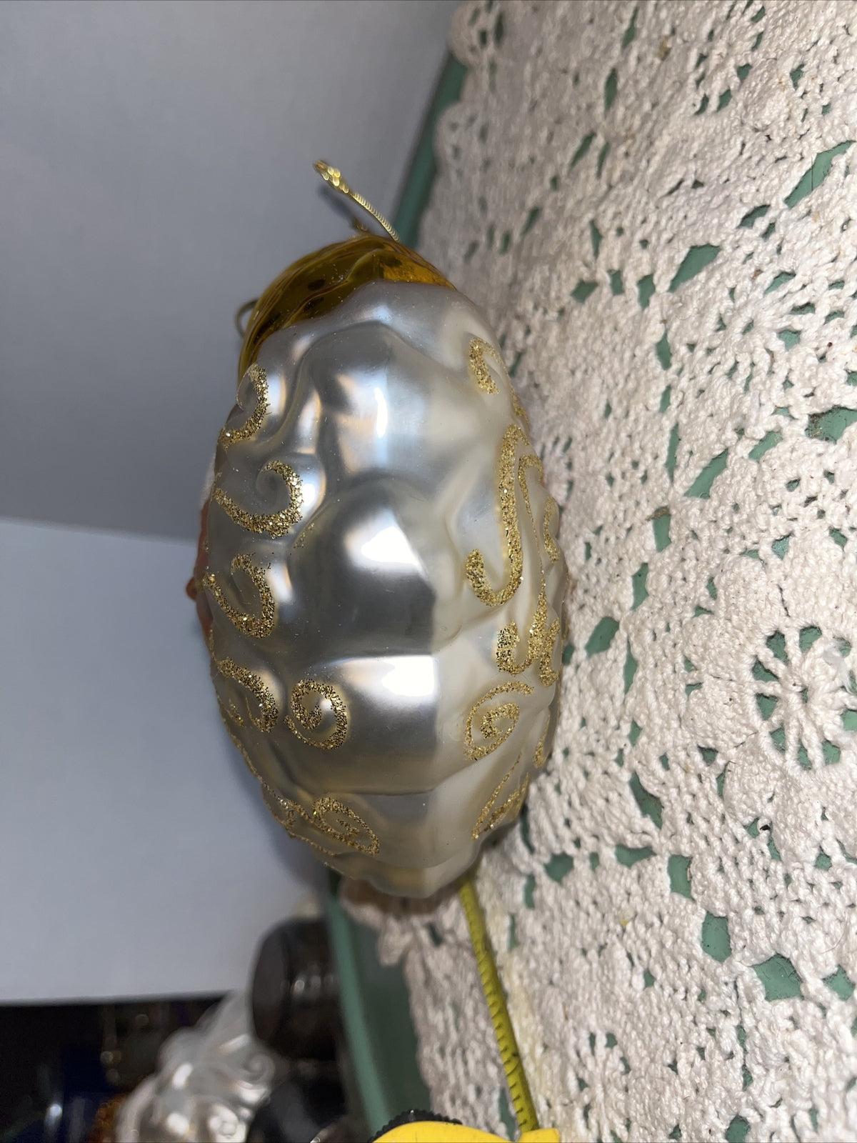 Vintage Santa Double Sided, Mercury Glass Christmas Ornament