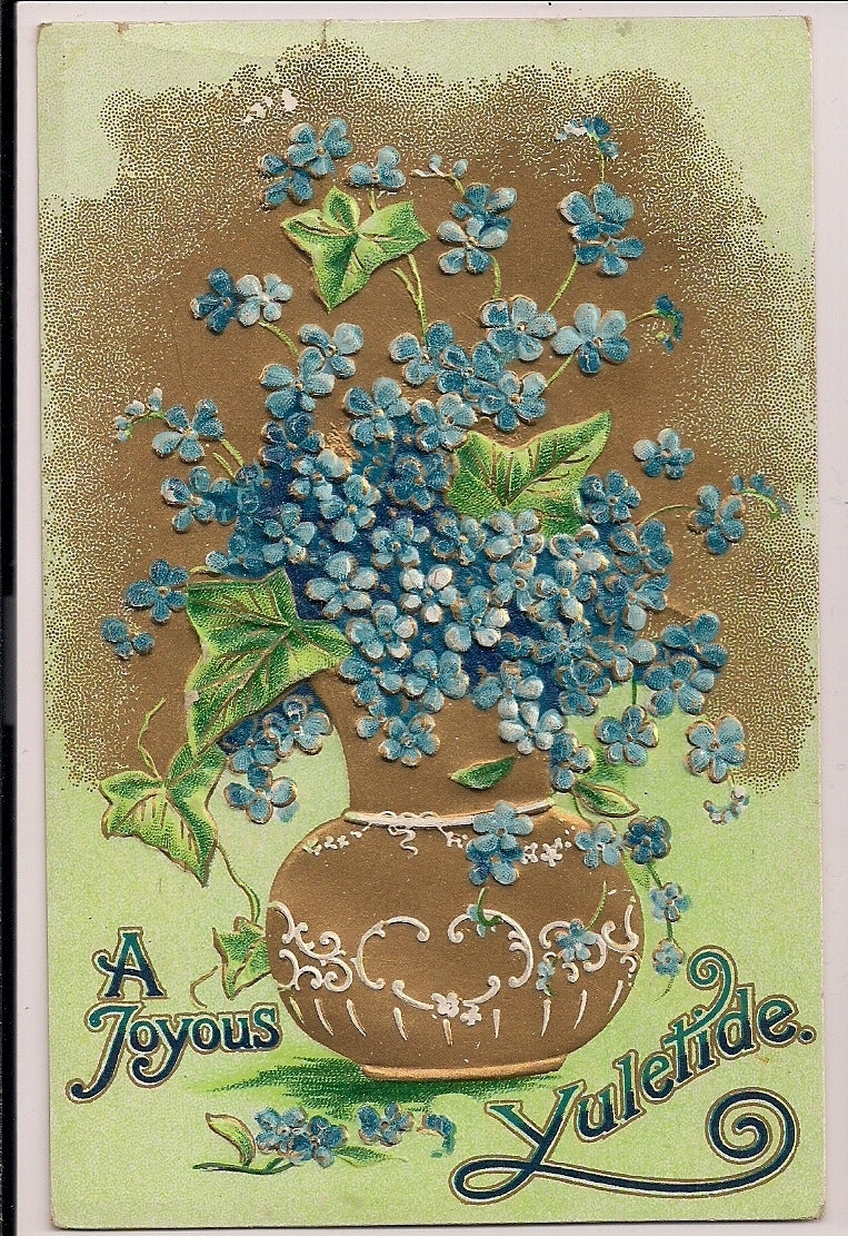 BB London Series No C 9 Forget Me Not Vase of Flowers Greeting Postcard