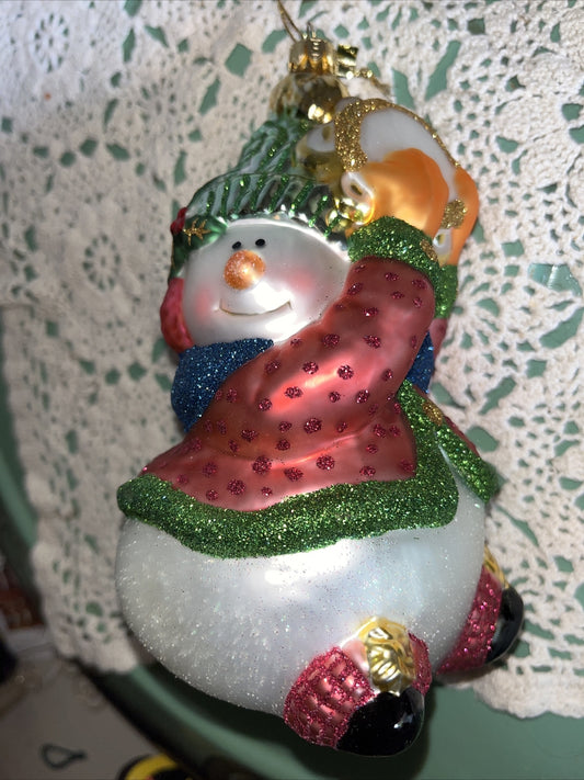 Vintage Snowman Mercury Glass Christmas Ornament