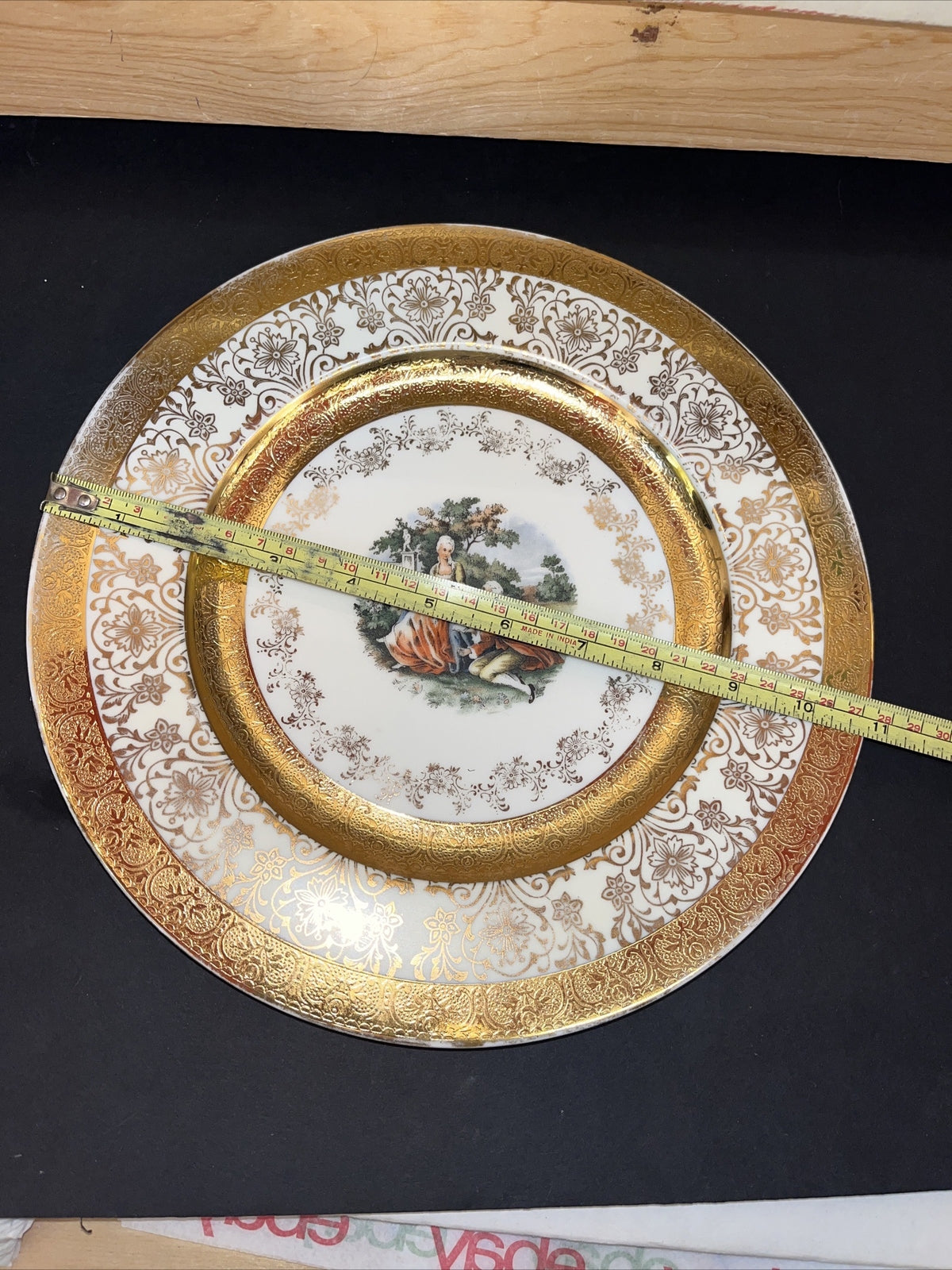 Royal China 22k gold Scenic Romantic Cabinet Plate