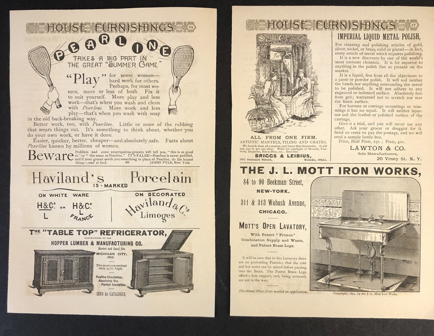 Household Lamps China Clocks 13 pages - 1891 Harpers Magazine Advertisements Ads