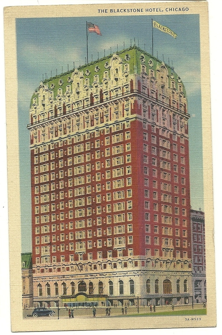 Blackstone Hotel Chicago Illinois IL US Flag Postcard