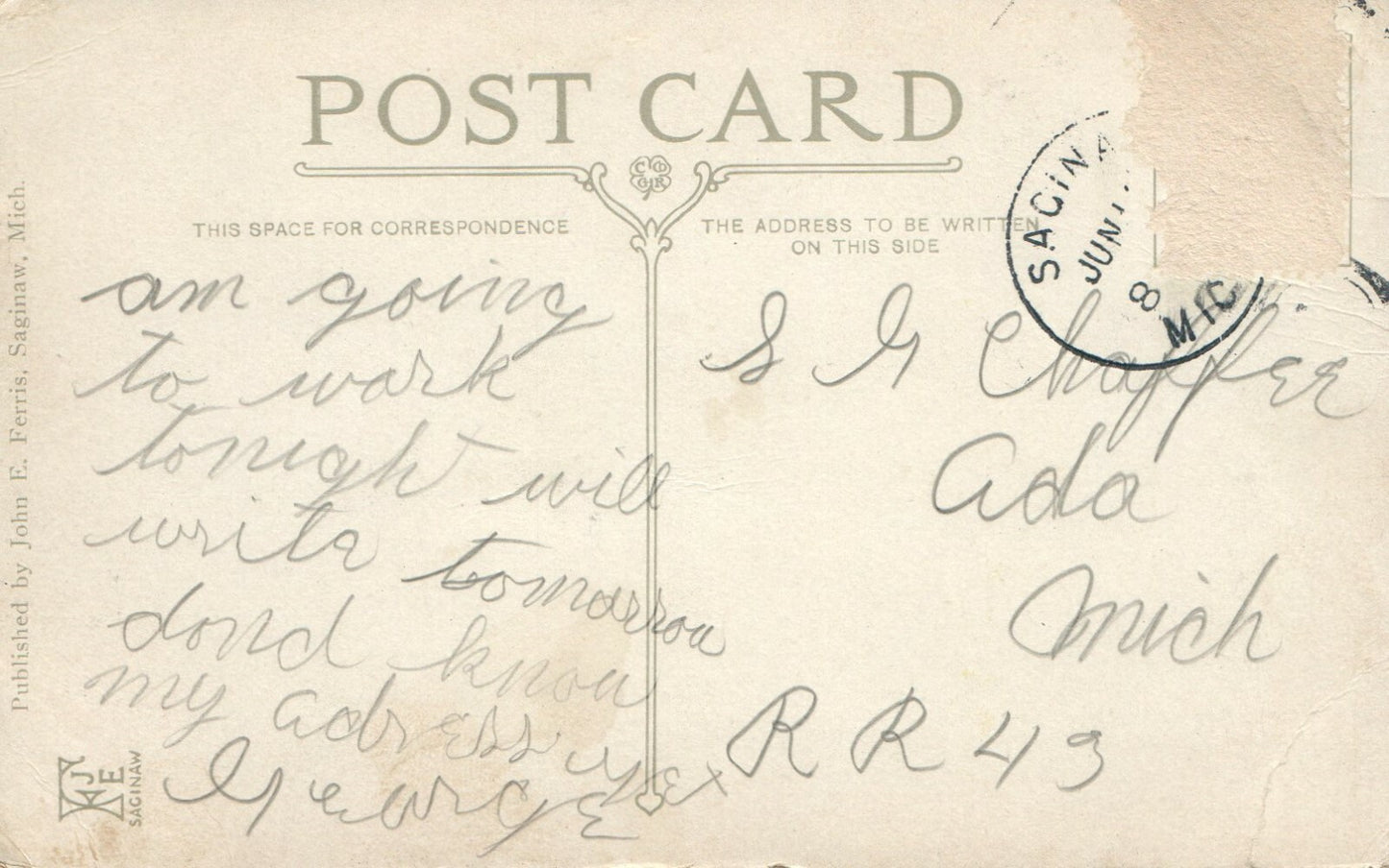 Pere Marquette Station Street View Saginaw MI Michigan Mich Postcard