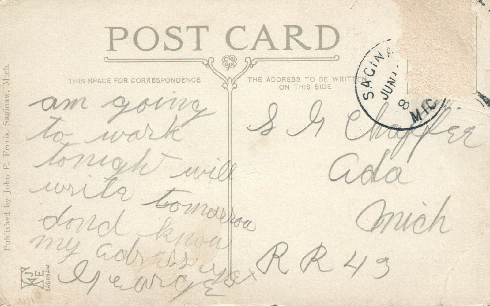 Pere Marquette Station Street View Saginaw MI Michigan Mich Postcard