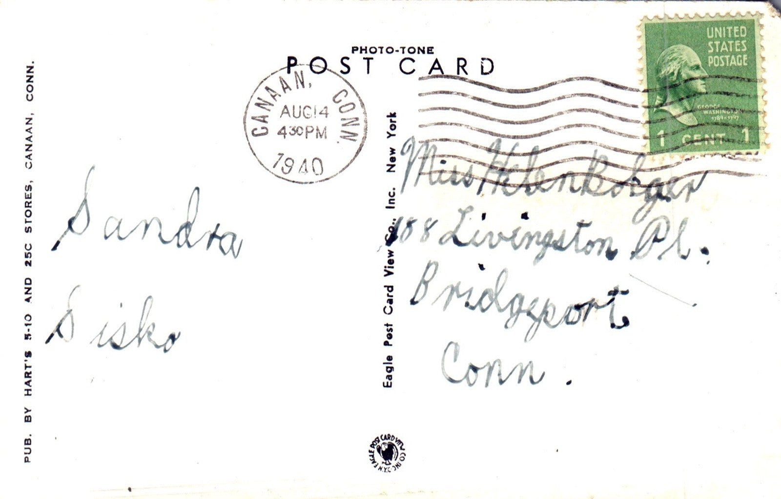 Mt. Tom Twin Lakes Canaan CT Connecticut Postcard