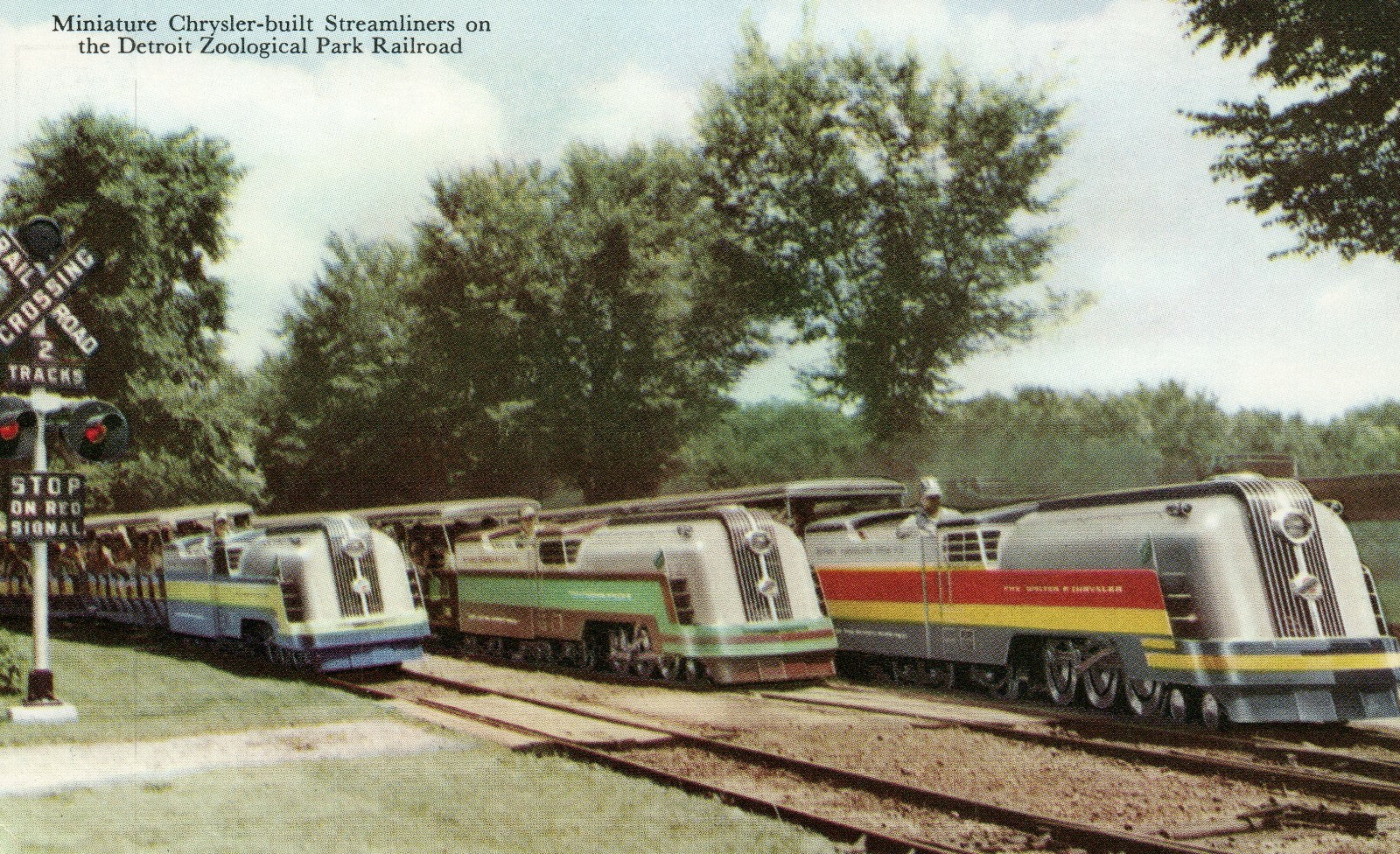 Miniature Chrysler-built Streamliners Detroit Zoological Park Railroad RR Train 