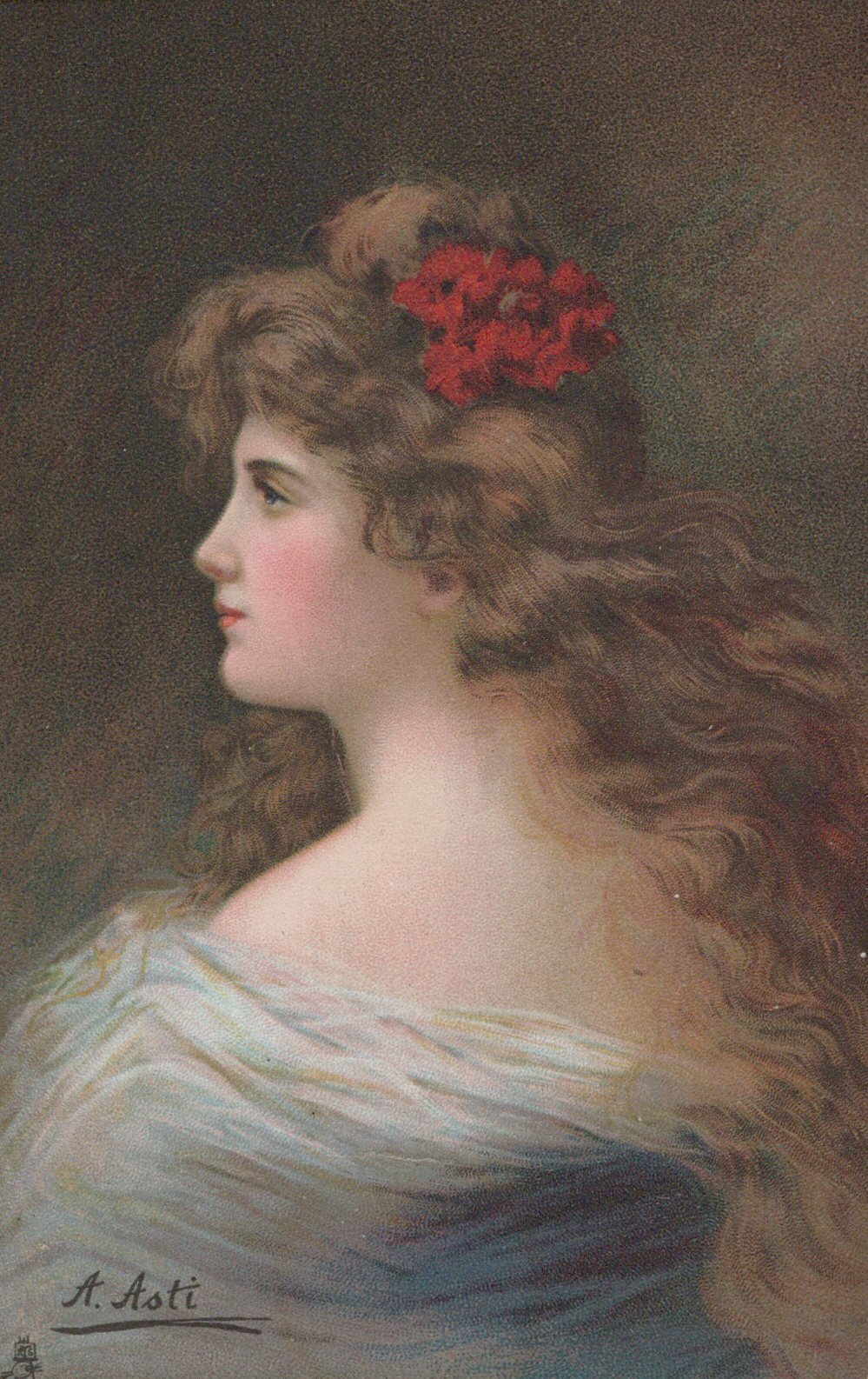 Artist Signed A Asti Raphael Tuck Connoisseur Series No 2731 Marguerite Red Bow