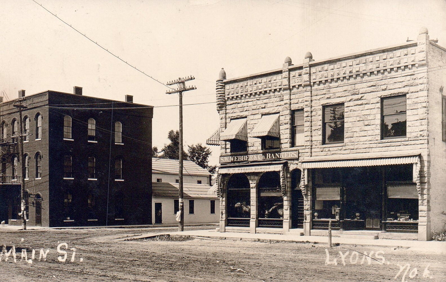 Main Street Webber & Co. Bankers in Lyons Mich Michigan MI Vintage Postcard