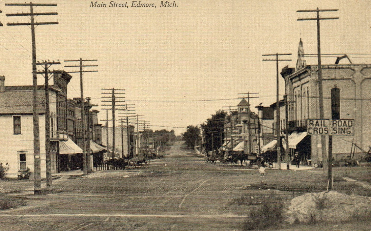 Main Street Edmore Michigan Mich MI Postcard